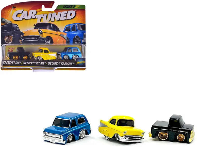 "Lowriders" Series 2 Chevrolet Triple Pack Set Of 3 Cars Diecast Model Cars By Cartuned 1