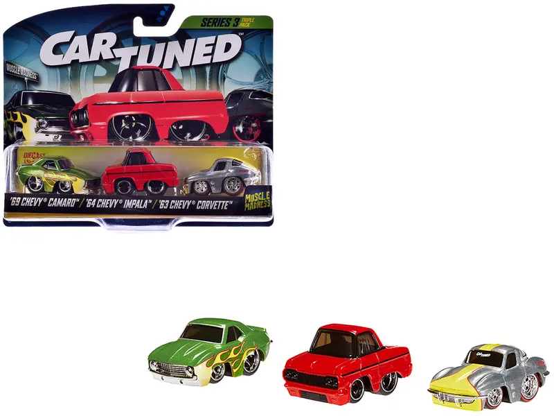 "Lowriders" Series 3 Chevrolet Triple Pack Set Of 3 Cars Diecast Model Cars By Cartuned 1
