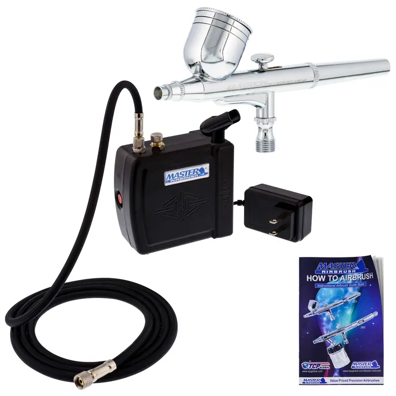 Master Airbrush Multi-Purpose Air Brush Kit With Mini Air Compressor, Gravity Feed Airbrush & Guide Book - Portable Airbrush Kit With Compressor For Nail Art, Miniature Painting Model Cars & Crafts 1