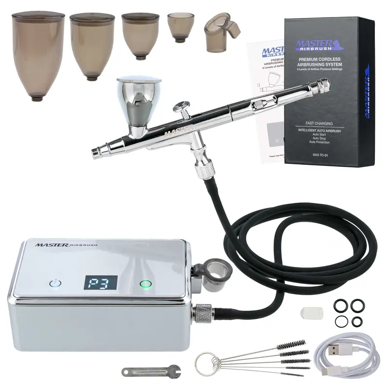 Master Airbrush Powerful Cordless Airbrushing System Kit - 20 To 36 Psi, Portable Rechargeable Air Compressor Professional Artist Set, How To Guide 1