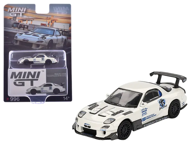 Mazda Rx-7 (Fd3s) "Itosyoukai Rei-Gouki With Re Amemiya" Rhd (Right Hand Drive) White With Graphics Limited Edition 1/64 Diecast Model Car By Mini Gt 1