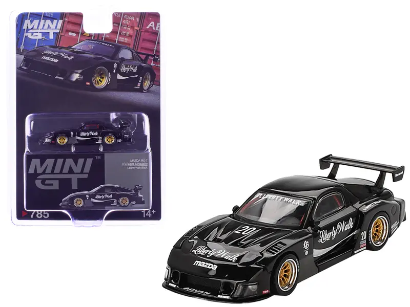 Mazda Rx-7 Lb-Super Silhouette #20 "Liberty Walk" Black Limited Edition 1/64 Diecast Model Car By Mini Gt 1