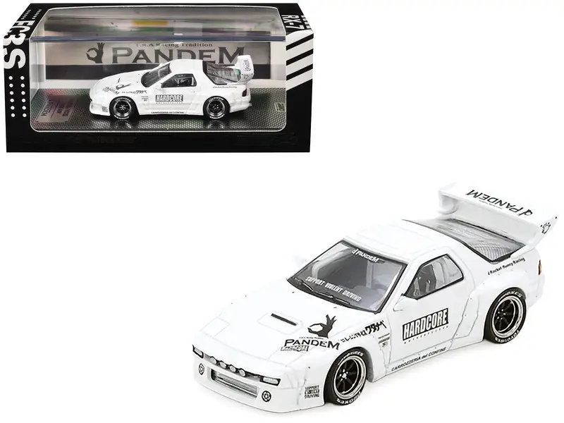 Mazda Rx7 (Fc3s) "Pandem Aero" Widebody Kit White With Graphics 1/64 Diecast Model Car By Inno Models 1