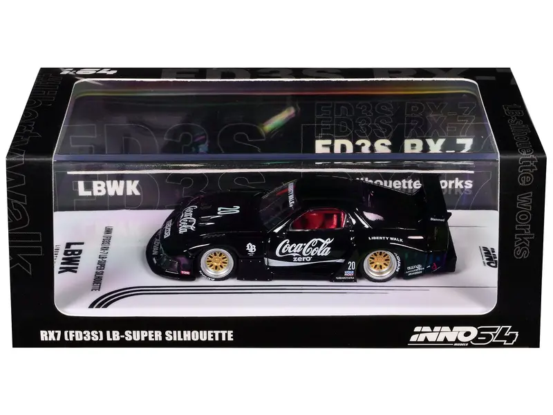 Mazda Rx7 (Fd3s) Lb-Super-Silhouette Rhd (Right Hand Drive) #20 "Coca-Cola Zero" Black 1/64 Diecast Model Car By Inno Models 1