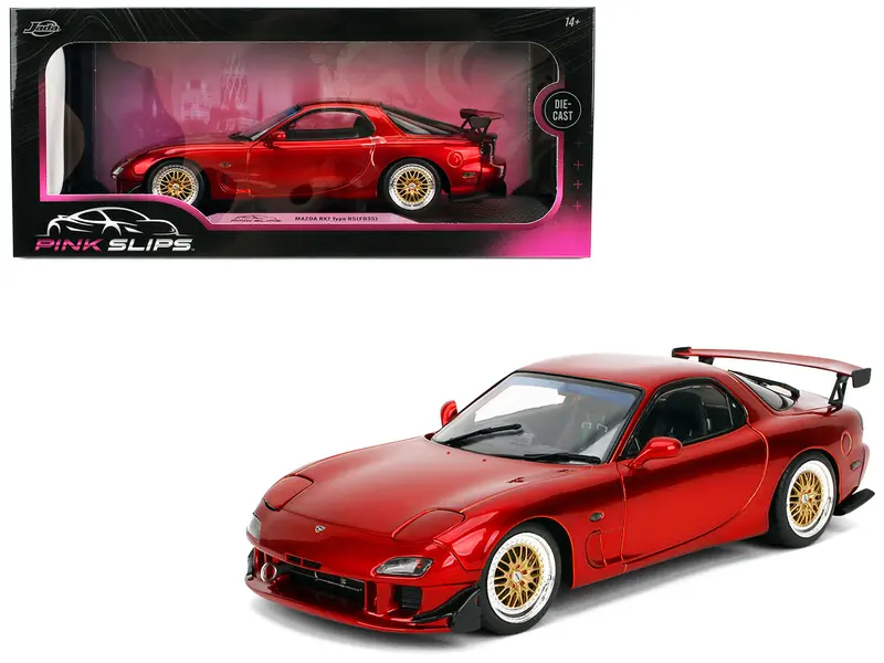 Mazda Rx7 Type Rs (Fd3s) Rhd (Right Hand Drive) Orange Metallic "Pink Slips" Series 1/18 Diecast Model Car By Jada 1