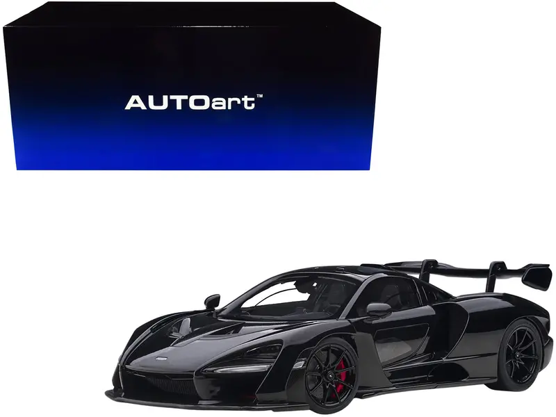 Mclaren Senna Stealth Cosmos Black With Carbon Accents 1/18 Model Car By Autoart 1