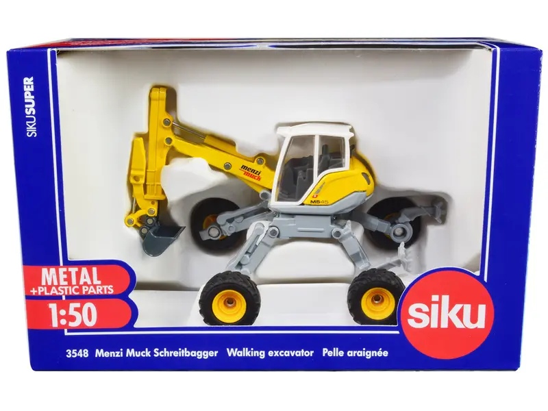 Menzi Muck M545 Walking Excavator Yellow With White Top 1/50 Diecast Model By Siku 1