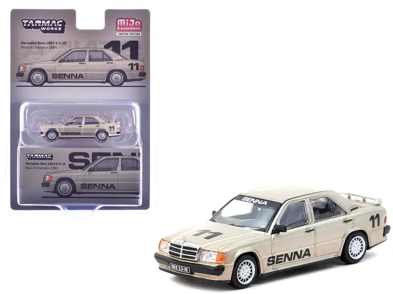 Mercedes-Benz 190 E 2.3-16 #11 Ayrton Senna Winner "Race Of Champions" (1984) "Global64" Series 1/64 Diecast Model By Tarmac Works 1