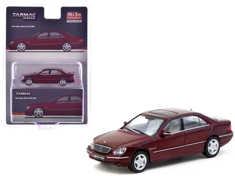 Mercedes-Benz S 55 Amg Bordeaux Red Metallic "Global64" Series 1/64 Diecast Model By Tarmac Works 1