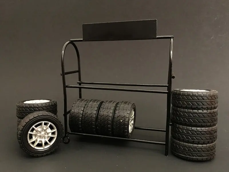 Metal Tire Rack With Rims And Tires For 1/24 Scale Models By American Diorama 1