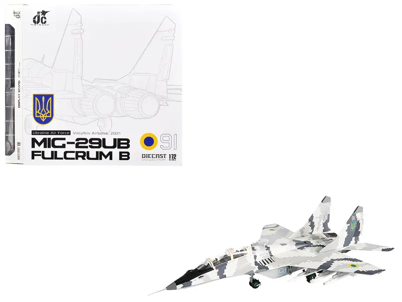 Mikoyan Mig-29Ub Fulcrum-B Fighter Aircraft "Vasylkiv Air Base Ukraine" (2021) Ukrainian Air Force 1/72 Diecast Model By Jc Wings 1