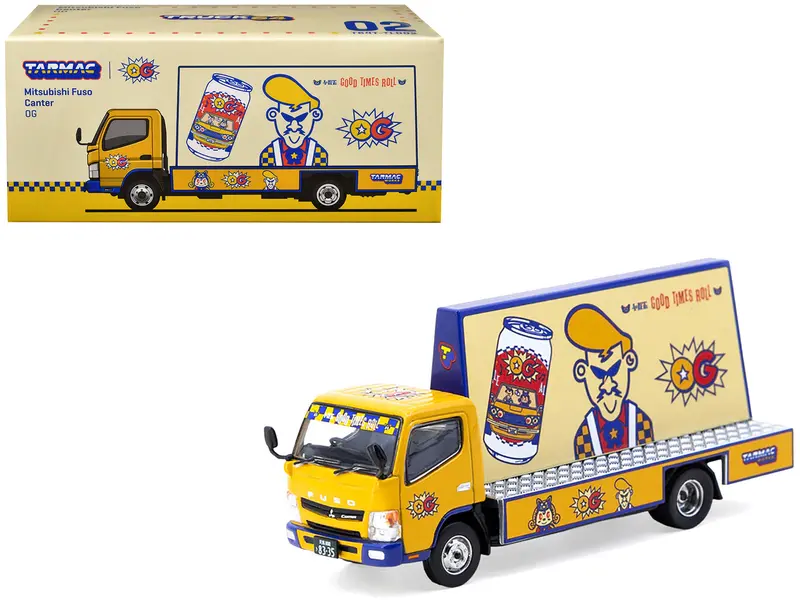 Mitsubishi Fuso Canter Mobile Ad Truck Rhd (Right Hand Drive) "Og Beer" Yellow With Graphics "Truck64" Series 1/64 Diecast Model Car By Tarmac Works 1