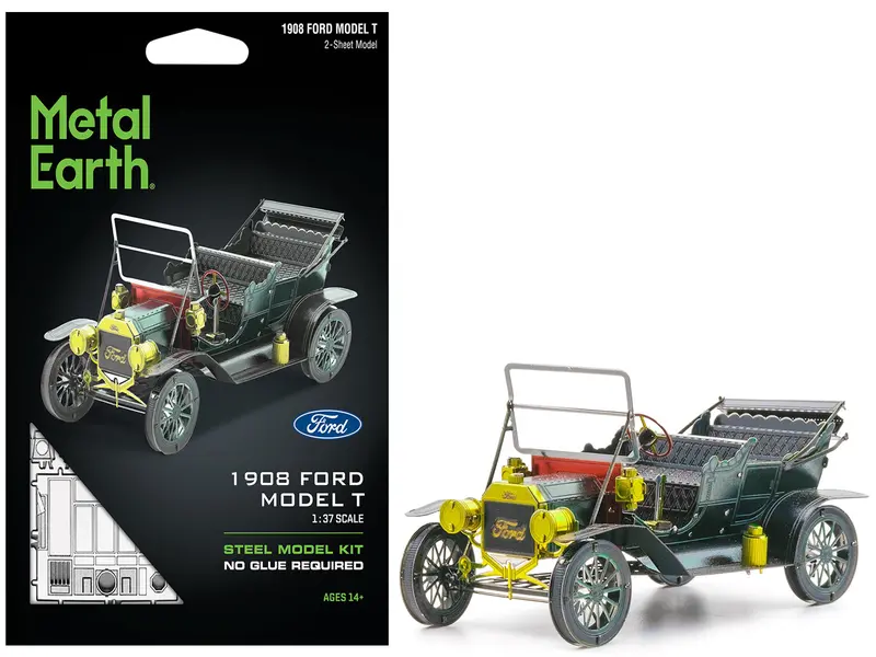 Model Kit 1908 Ford Model T Dark Green (Moderate Difficulty) Steel Model By Metal Earth 1