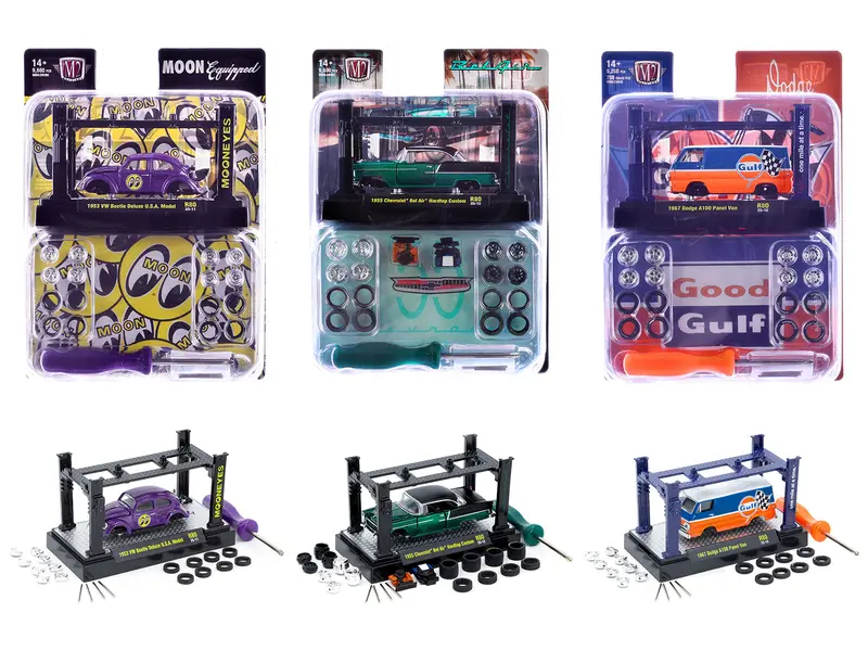 Model Kit 3 Piece Car Set Release 80 Limited Edition To 9600 Pieces Worldwide 1/64 Diecast Model Cars By M2 Machines 1