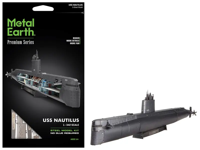Model Kit Uss Nautilus (Ssn-571) Submarine "United States Navy" (Challenging Difficulty) Steel Model By Metal Earth 1