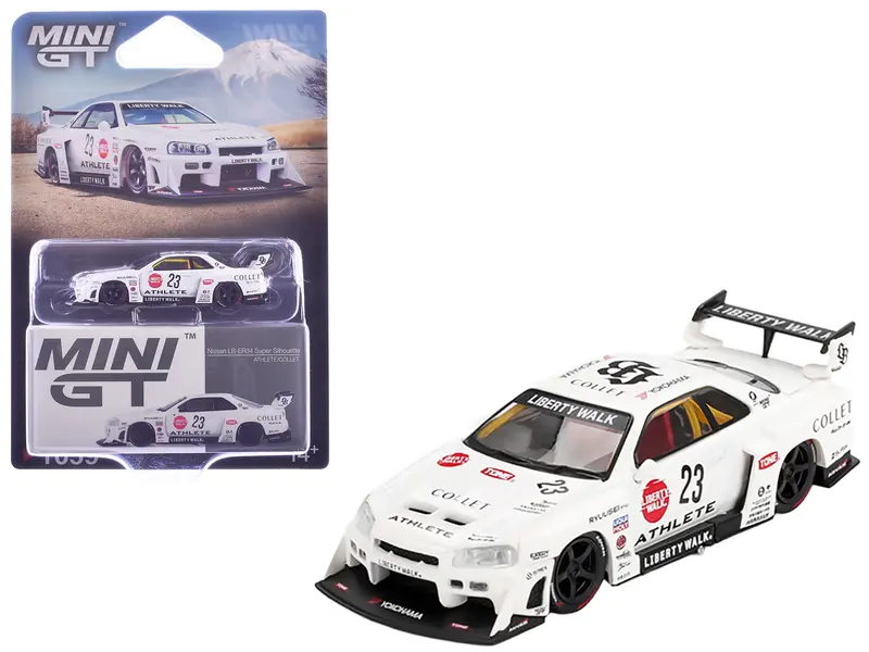 Nissan Lb-Er34 Super Silhouette Rhd (Right Hand Drive) #23 "Athlete - Collet" White With Graphics Limited Edition 1/64 Diecast Model Car By Mini Gt 1