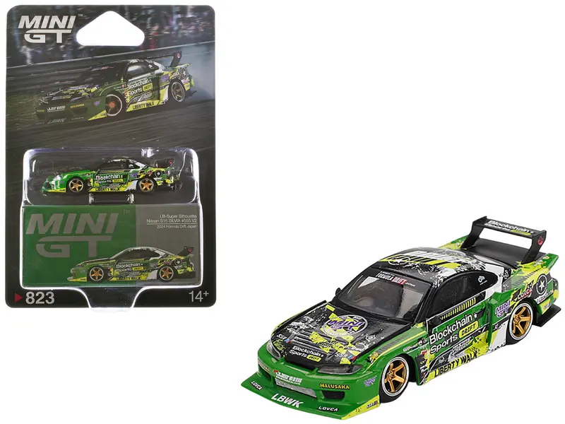 Nissan "Lb-Super Silhouette" S15 Silvia Rhd (Right Hand Drive) #555 "V2" Yukio Fausto "Formula Drift Japan" (2024) Limited Edition 1/64 Diecast Model Car By Mini Gt 1