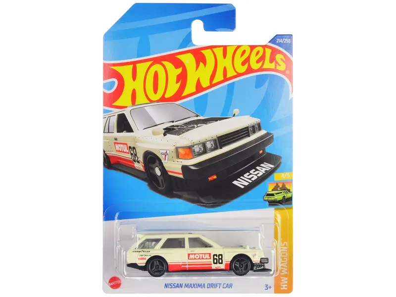 Nissan Maxima Wagon Drift Car #68 "Motul" Cream With Red Stripes "Hw Wagons" Series Diecast Model Car By Hot Wheels 1
