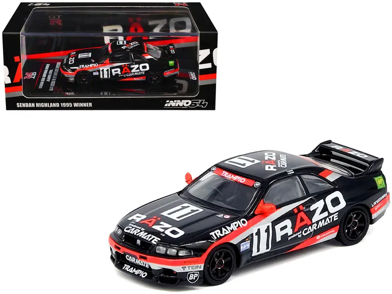 Nissan Skyline Gt-R (R33) Rhd (Right Hand Drive) #11 "Razo Trampio" N1 Super Endurance Series "Sedan Highland" (1995) 1/64 Diecast Model Car By Inno Models 1