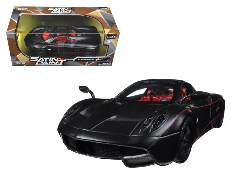 Pagani Huayra Matt Black With Red Interior 1/24 Diecast Model Car By Motormax 1
