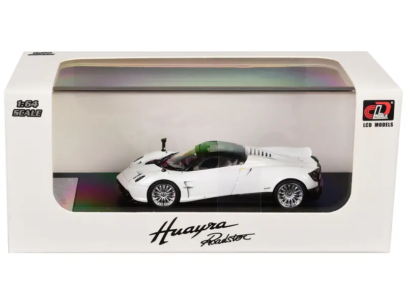 Pagani Huayra Roadster White Metallic With Black Top 1/64 Diecast Model Car By Lcd Models 1