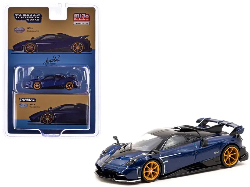 Pagani Imola Argentina Blue Metallic With Black Top "Global64" Series 1/64 Diecast Model By Tarmac Works 1