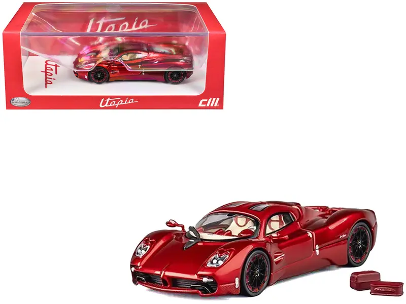 Pagani Utopia Red Metallic With Red Carbon Top 1/64 Diecast Model Car By Cm Model 1