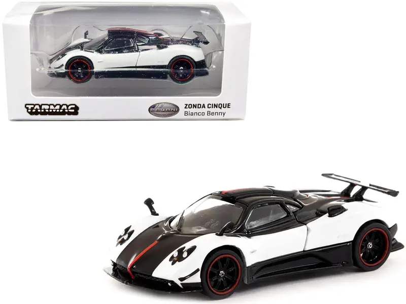 Pagani Zonda Cinque Bianco Benny White And Black "Global64" Series 1/64 Diecast Model Car By Tarmac Works 1