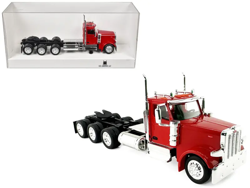 Peterbilt 589 3-Axel Day Cab Red 1/87 (Ho) Plastic Model Car By Ho Logistics 1