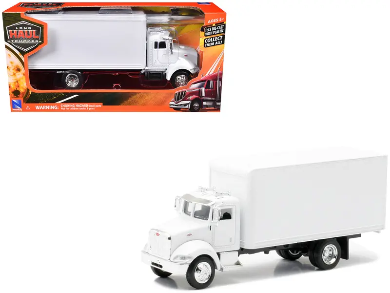 Peterbilt Utility 335 Box Truck White 1/43 Diecast Model By New Ray 1