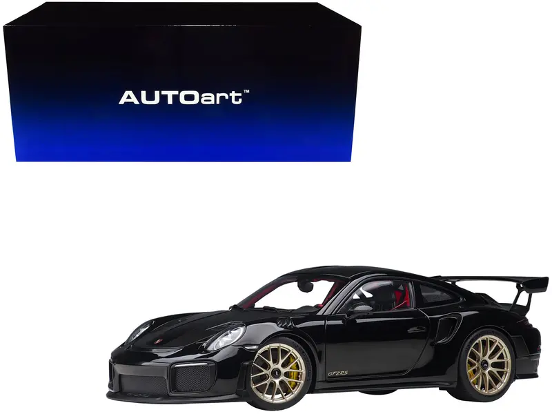 Porsche 911 (991.2) Gt2 Rs Weissach Package Black With Carbon Stripes 1/18 Model Car By Autoart 1