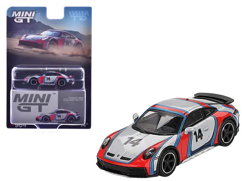 Porsche 911 Dakar #14 "Rally 1978" Ice Gray Metallic Limited Edition 1/64 Diecast Model Car By Mini Gt 1