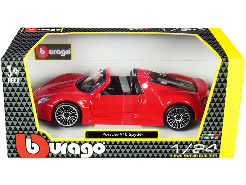 Porsche 918 Spyder Convertible Red 1/24 Diecast Model Car By Bburago 1