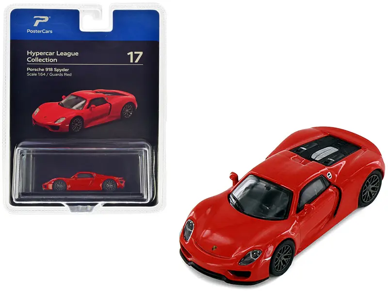 Porsche 918 Spyder Guards Red "Hypercar League Collection" 1/64 Diecast Model Car By Postercars 1