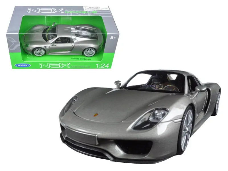 Porsche 918 Spyder Silver Closed Roof 1/24 Diecast Model Car By Welly 1