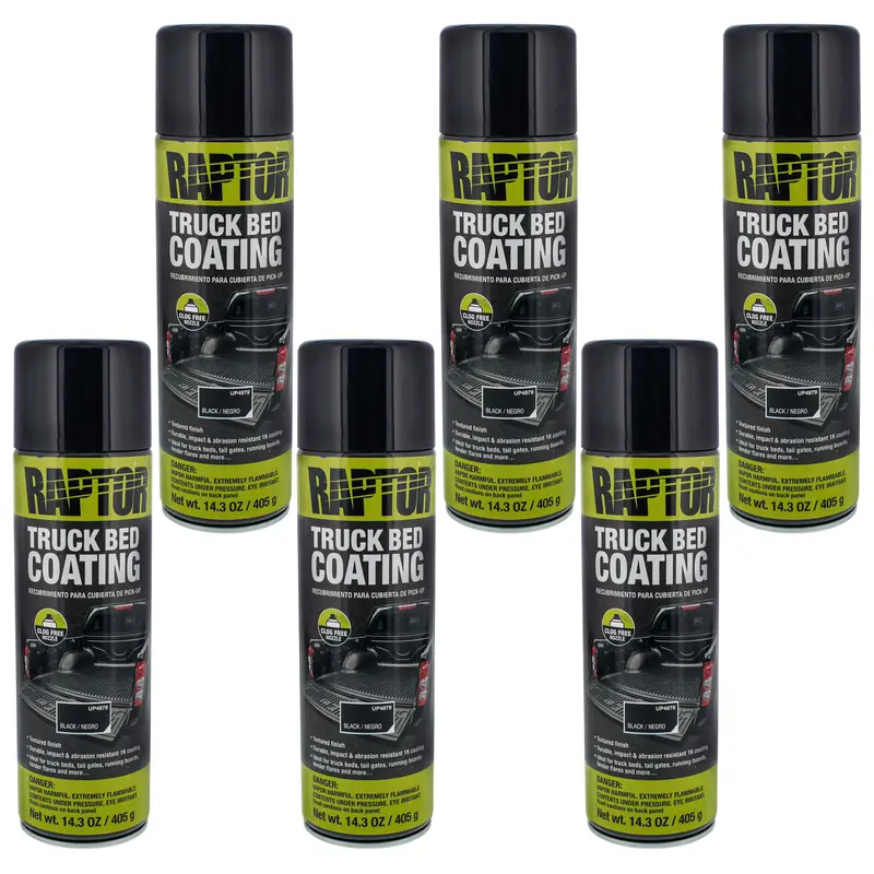 Raptor Black Truck Bed Coating 14.3 Ounce Aerosol Can (Pack Of 6) 1