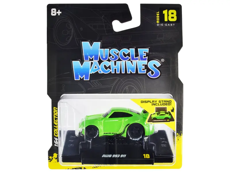 Rwb 911 993 Bright Green "Rauh-Welt Begriff" 1/64 Diecast Model Car By Muscle Machines 1