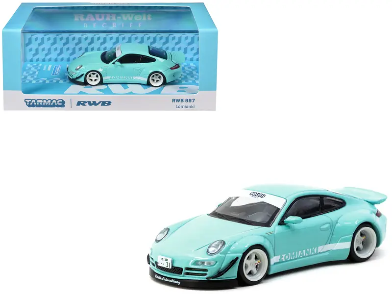 Rwb 997 "Lomianki" Light Blue With White Stripes "Hobby64" Series 1/64 Diecast Model Car By Tarmac Works 1