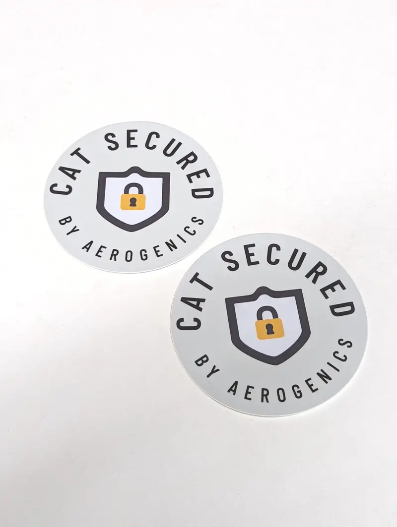 "Secured By Aerogenics" Cat Cover Decal (2X) 1