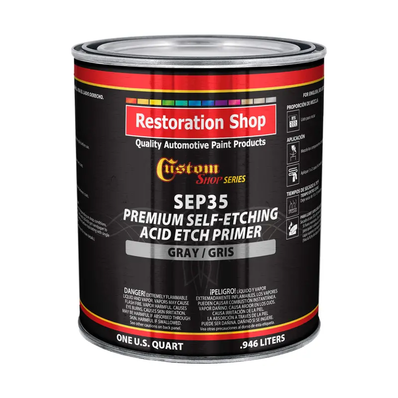 Self Etching Acid Etch Primer, 1 Quart, Gray - Ready To Spray Paint, Excellent Adhesion To Bare Metal, Steel, Aluminum, Fiberglass 1