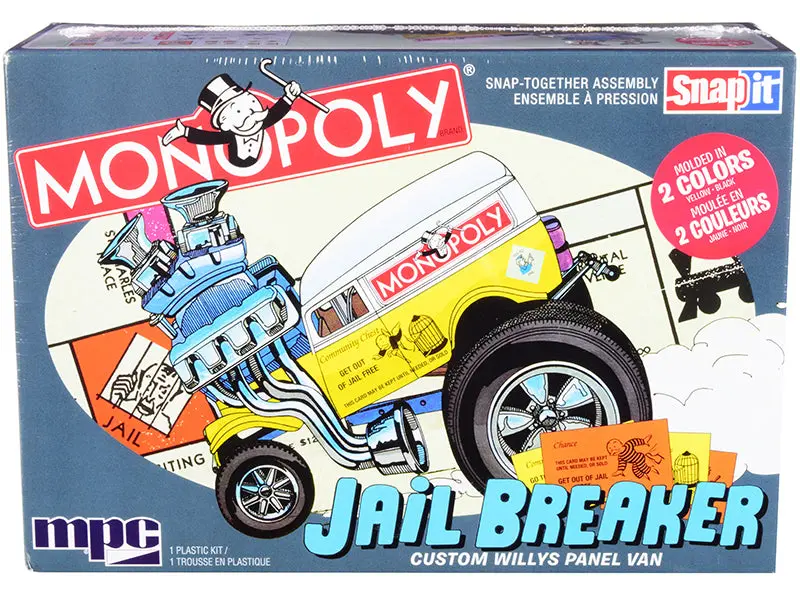 Skill 1 Snap Model Kit Custom Willys Panel Van Jail Breaker "Monopoly" 1/25 Scale Model By Mpc 1