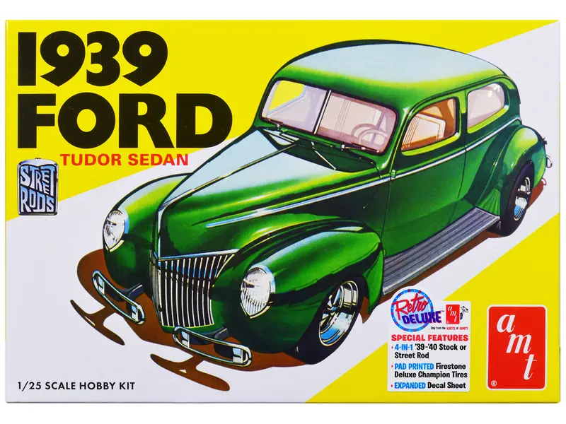 Skill 2 Model Kit 1939 Ford Tudor Sedan "Street Rod" Series 1/25 Scale Model By Amt 1