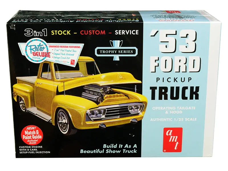 Skill 2 Model Kit 1953 Ford Pickup Truck "Trophy Series" 3 In 1 Kit 1/25 Scale Model By Amt 1