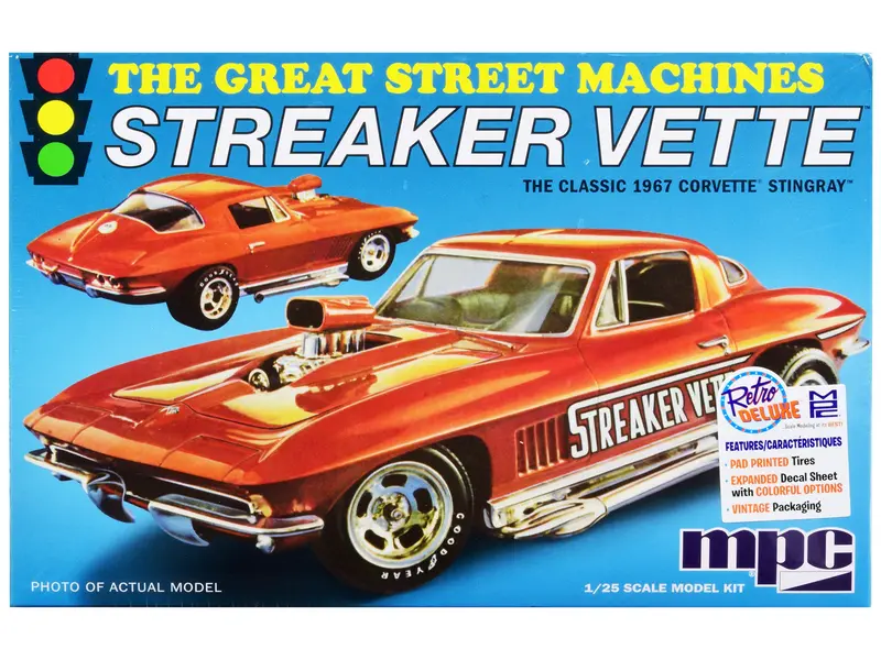 Skill 2 Model Kit 1967 Chevrolet Corvette Stingray "Streaker Vette" "The Great Street Machines" Series 1/25 Scale Model Car By Mpc 1