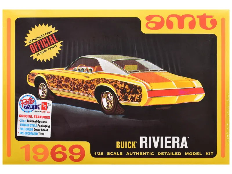 Skill 2 Model Kit 1969 Buick Riviera 1/25 Scale Model By Amt 1