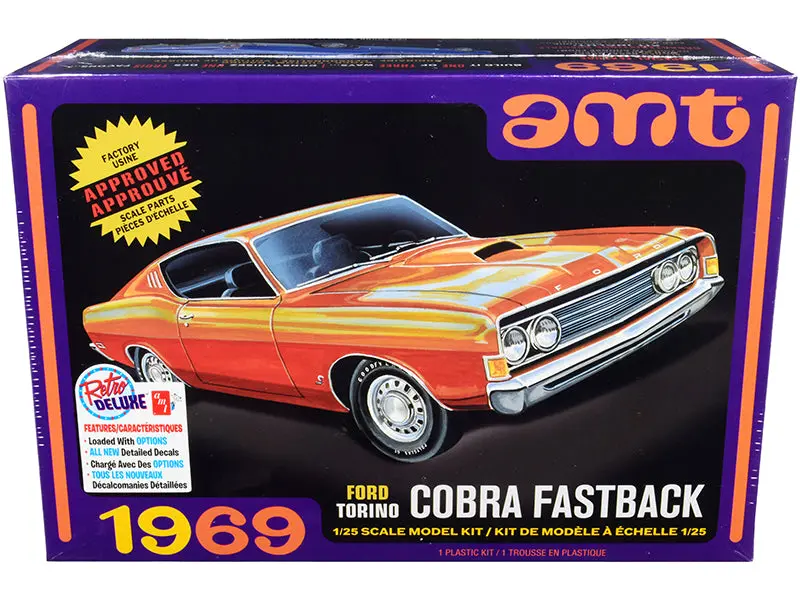 Skill 2 Model Kit 1969 Ford Torino Cobra Fastback 3-In-1 Kit 1/25 Scale Model By Amt 1