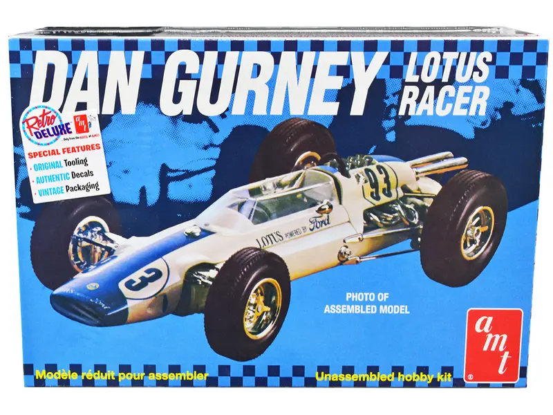Skill 2 Model Kit Dan Gurney Lotus Racer 1/25 Scale Model By Amt 1