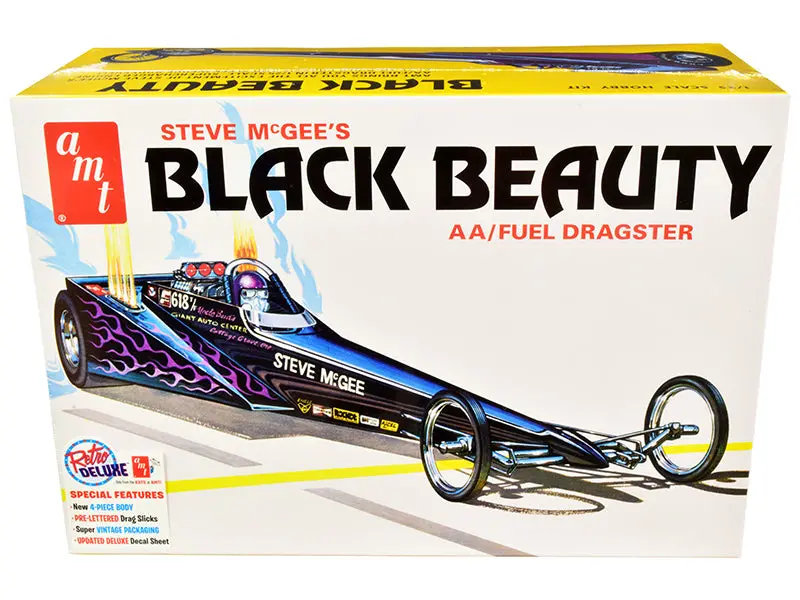 Skill 2 Model Kit Steve Mcgee's Black Beauty Wedge Aa/Fuel Dragster 1/25 Scale Model By Amt 1