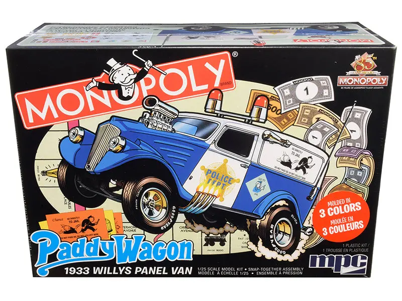 Skill 2 Snap Model Kit 1933 Willys Panel Paddy Wagon Police Van "Monopoly" "85Th Anniversary" 1/25 Scale Model By Mpc 1