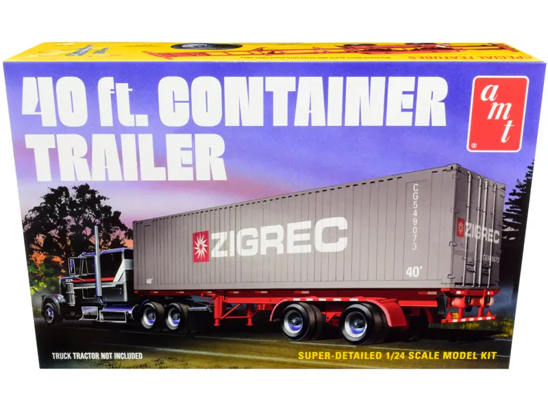 Skill 3 Model Kit 40' Container Trailer 1/24 Scale Model By Amt 1